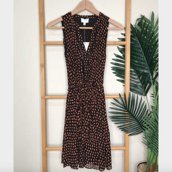 SOLD Witchery Chestnut Print Trim Sleeve Dress 4 - Picture 2 of 13